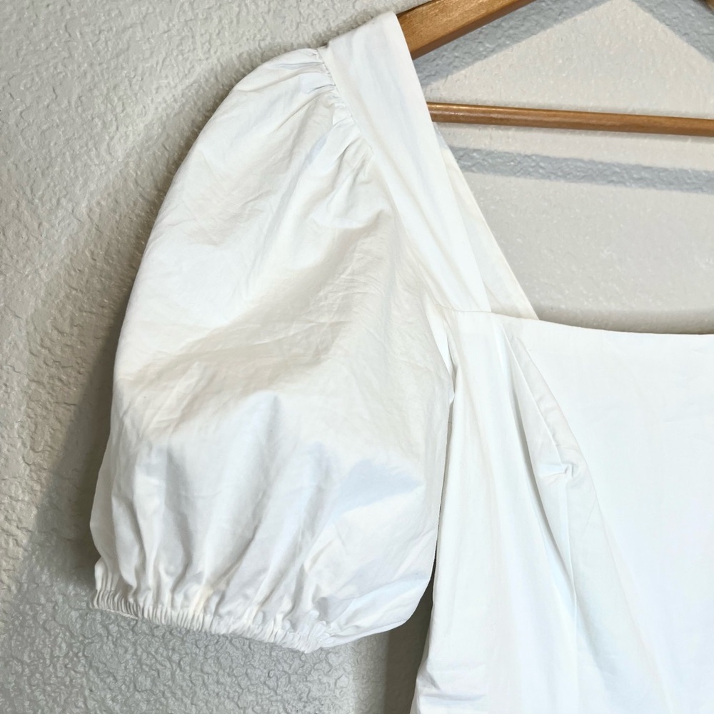NWT Astr Puff Sleeve Poplin White Dress, S - Picture 3 of 10